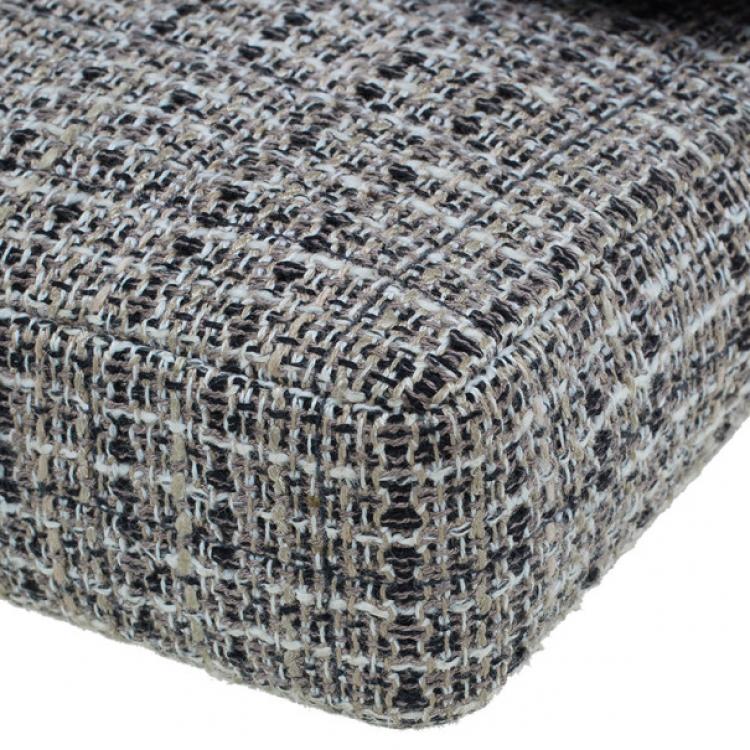 Pre Owned Chanel Black Tweed Quilted East West Flap Bag