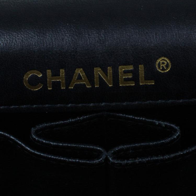 Pre Owned Chanel Black Tweed Quilted East West Flap Bag