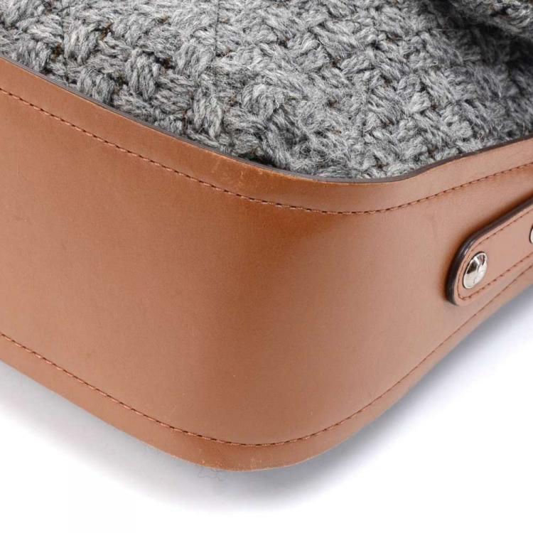 Pre Owned Chanel Two Tone Quilted Wool/Leather Limied Edition Flap Bag