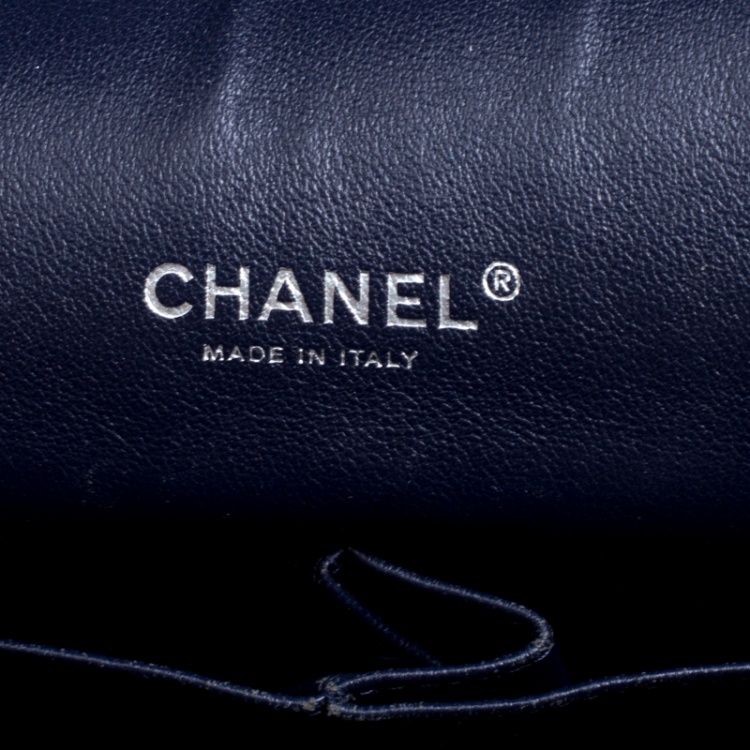 Pre Owned Chanel Navy Blue Quilted Leather Maxi Classic Single Flap Bag