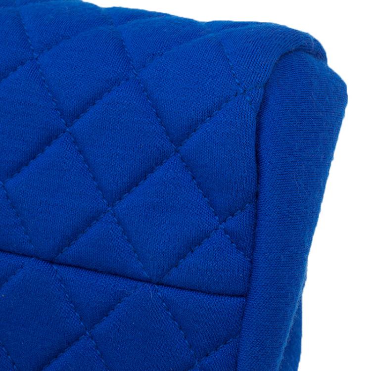 Pre Owned Chanel Blue Quilted Jersey Small Just Mademoiselle Bowler Bag