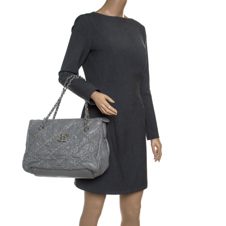 Chanel Grey Quilted Leather Ultra Stitch Tote Chanel