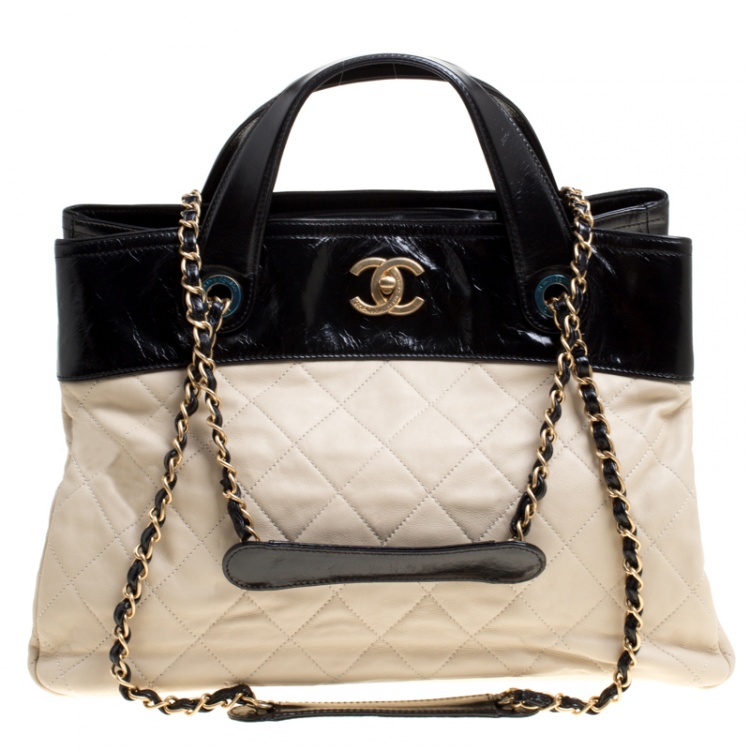 Chanel Beige/Black Quilted Leather In The Mix Shopping Tote Chanel | The  Luxury Closet