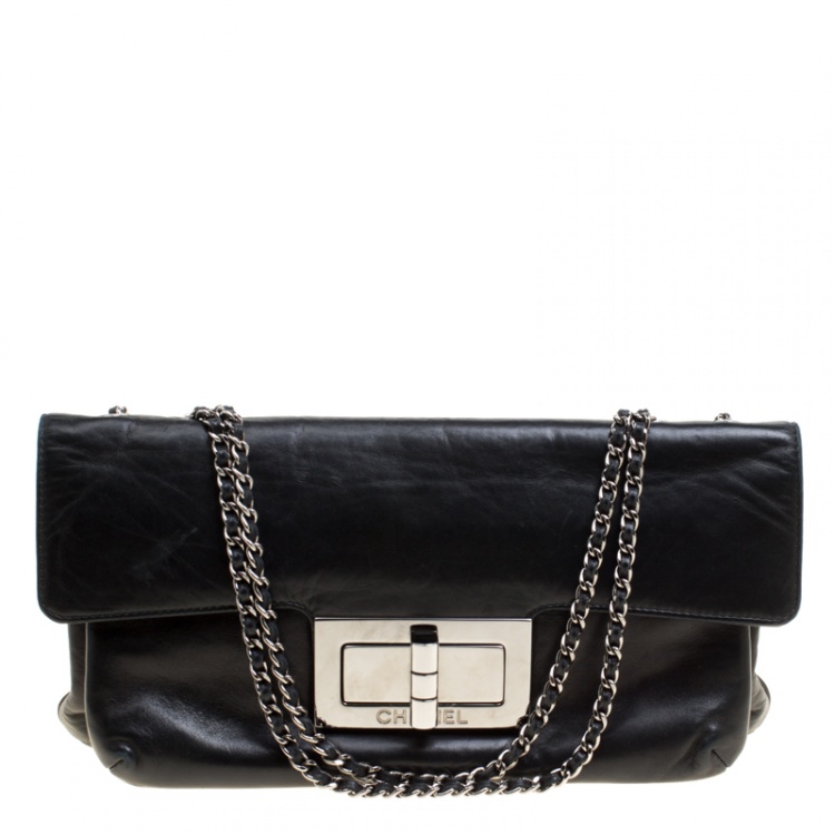 Pre Owned Chanel Black Leather Giant Reissue Flap Shoulder Bag