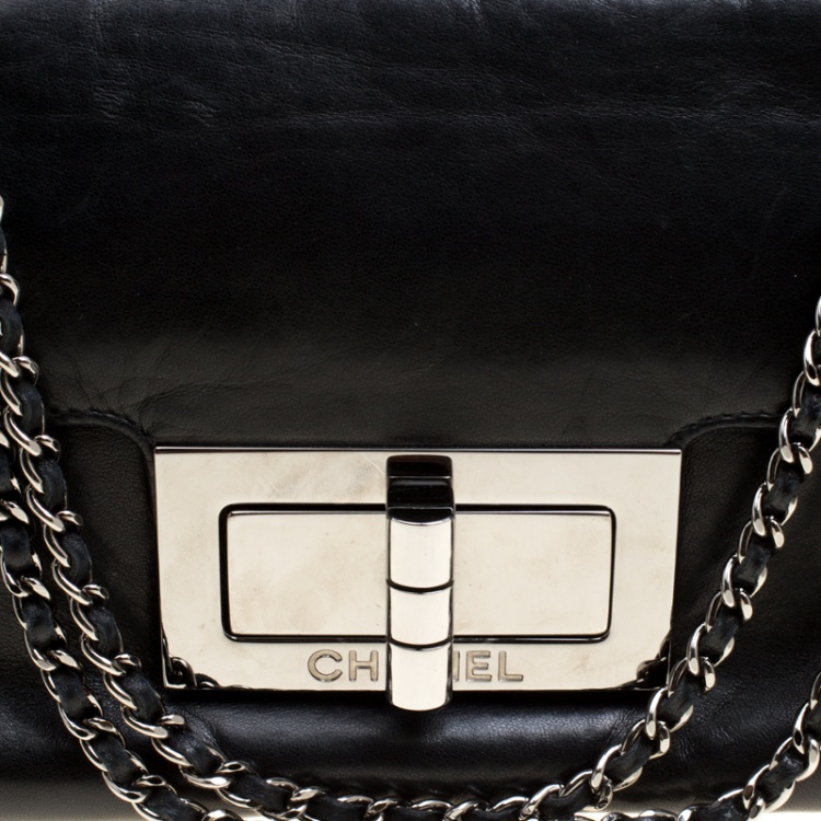 Pre Owned Chanel Black Leather Giant Reissue Flap Shoulder Bag