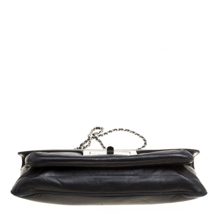 Pre Owned Chanel Black Leather Giant Reissue Flap Shoulder Bag