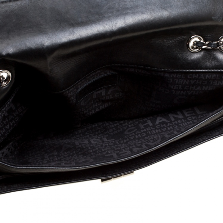 Pre Owned Chanel Black Leather Giant Reissue Flap Shoulder Bag