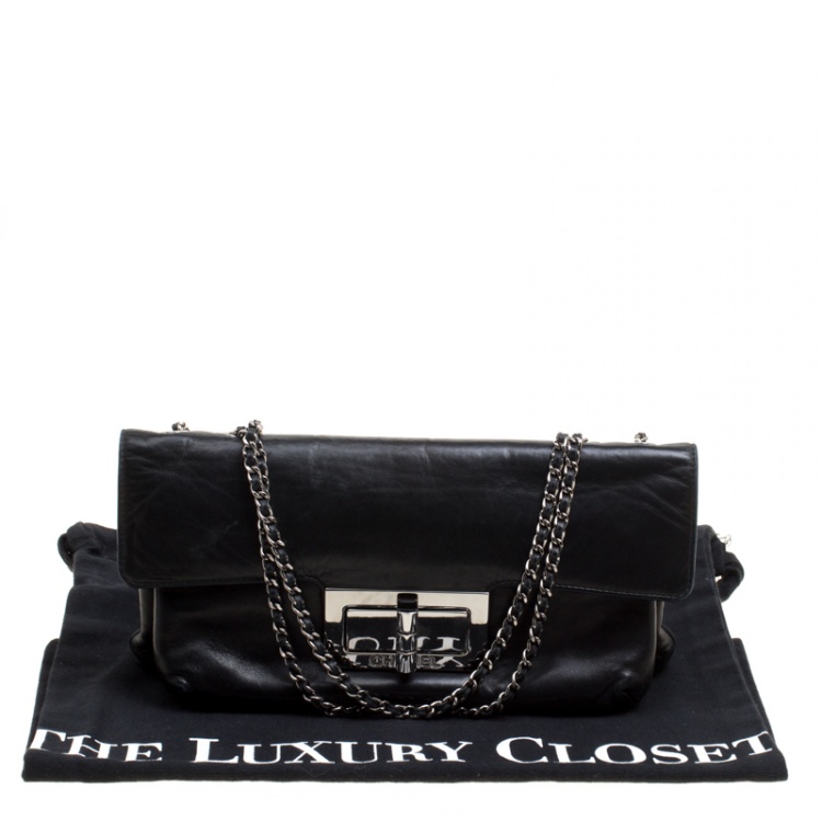 Pre Owned Chanel Black Leather Giant Reissue Flap Shoulder Bag