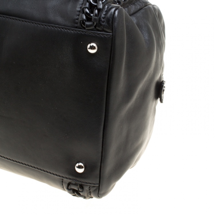 Pre Owned Chanel Black Leather CC Chain Around Bowling Bag