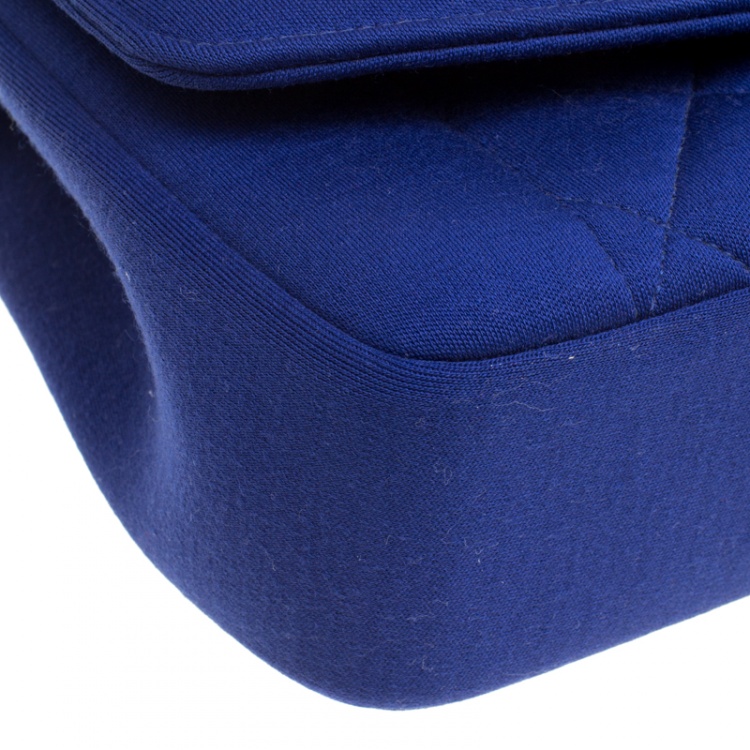 Pre Owned Chanel Blue Quilted Jersey Diana Flap Bag