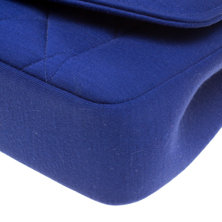 Pre Owned Chanel Blue Quilted Jersey Diana Flap Bag