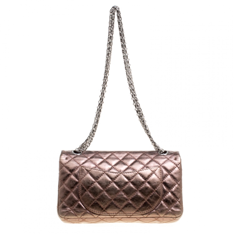 Pre Owned Chanel Bronze Quilted Leather Reissue 2.55 Classic 225 Flap Bag with Coin Purse Accessories