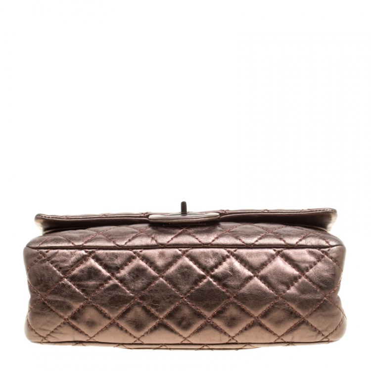 Pre Owned Chanel Bronze Quilted Leather Reissue 2.55 Classic 225 Flap Bag with Coin Purse Accessories