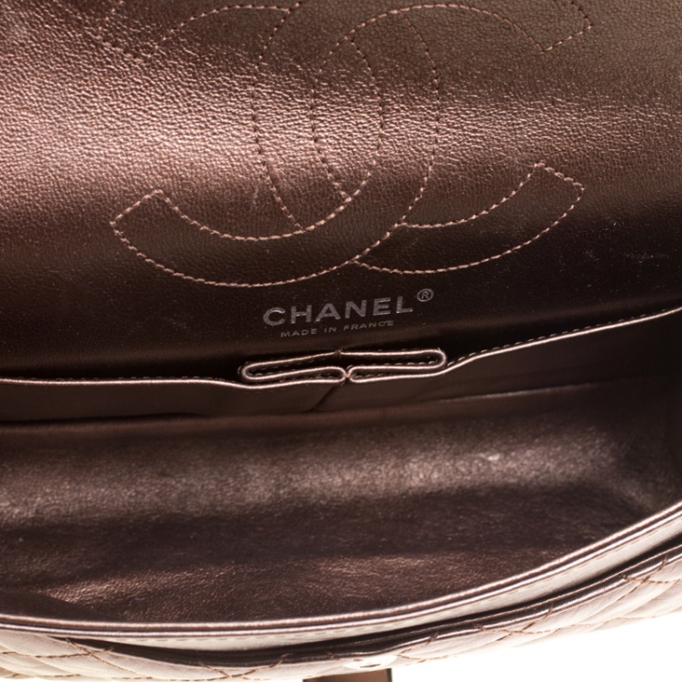 Pre Owned Chanel Bronze Quilted Leather Reissue 2.55 Classic 225 Flap Bag with Coin Purse Accessories