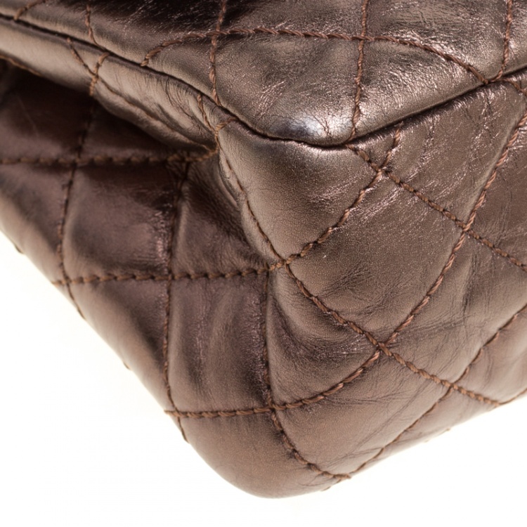 Pre Owned Chanel Bronze Quilted Leather Reissue 2.55 Classic 225 Flap Bag with Coin Purse Accessories