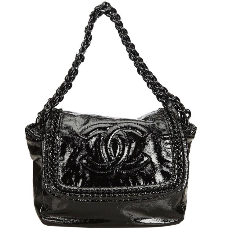 Chanel Patent Luxe Ligne Accordion Flap Bag - Black Shoulder Bags, Handbags  - CHA854093