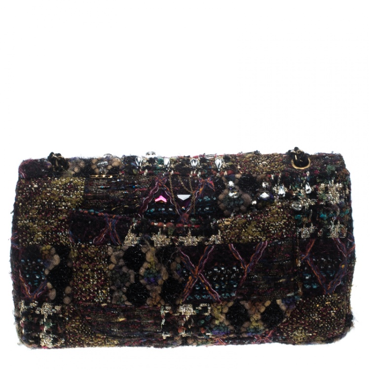 Pre Owned Chanel Multicolor Tweed and Jeweled Limited Edition Lesage Reissue Flap Bag 