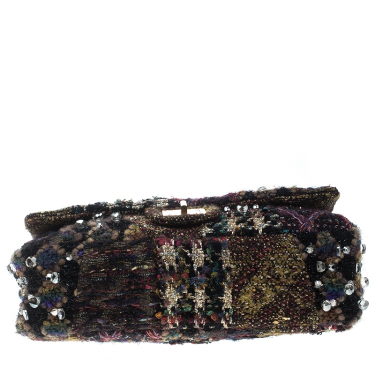 Pre Owned Chanel Multicolor Tweed and Jeweled Limited Edition Lesage Reissue Flap Bag 