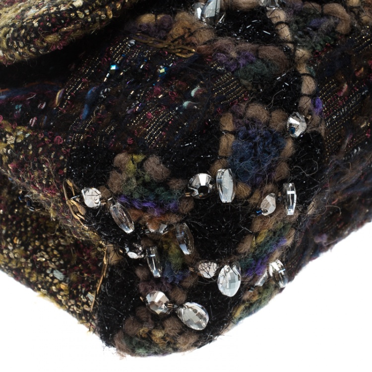 Pre Owned Chanel Multicolor Tweed and Jeweled Limited Edition Lesage Reissue Flap Bag 