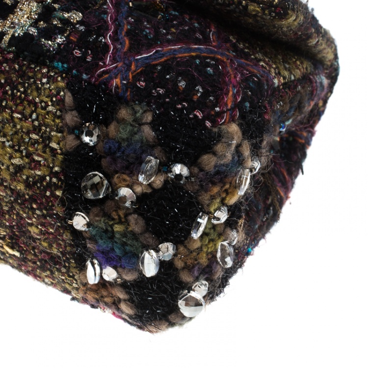 Pre Owned Chanel Multicolor Tweed and Jeweled Limited Edition Lesage Reissue Flap Bag 