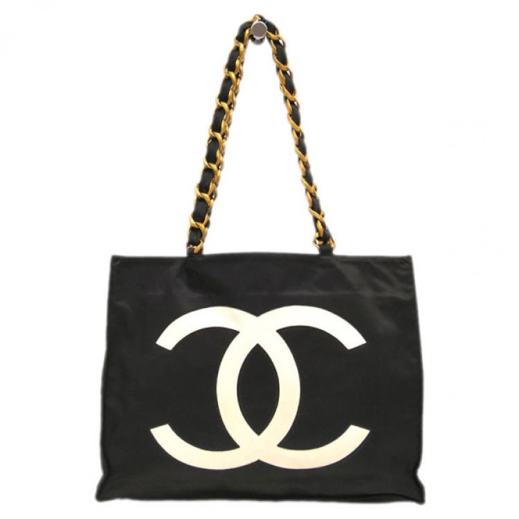 Chanel Black and White Canvas Shopper Tote Chanel | The Luxury Closet