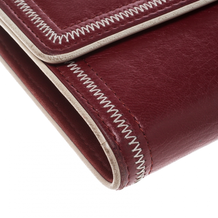 Pre Owned Chanel Red Leather Reissue Continental Wallet