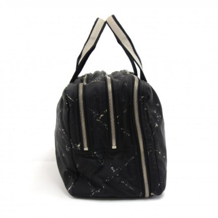 Pre Owned Chanel Black Nylon Travel Line Satchel Bag