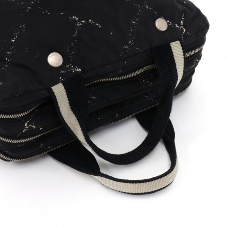 Pre Owned Chanel Black Nylon Travel Line Satchel Bag