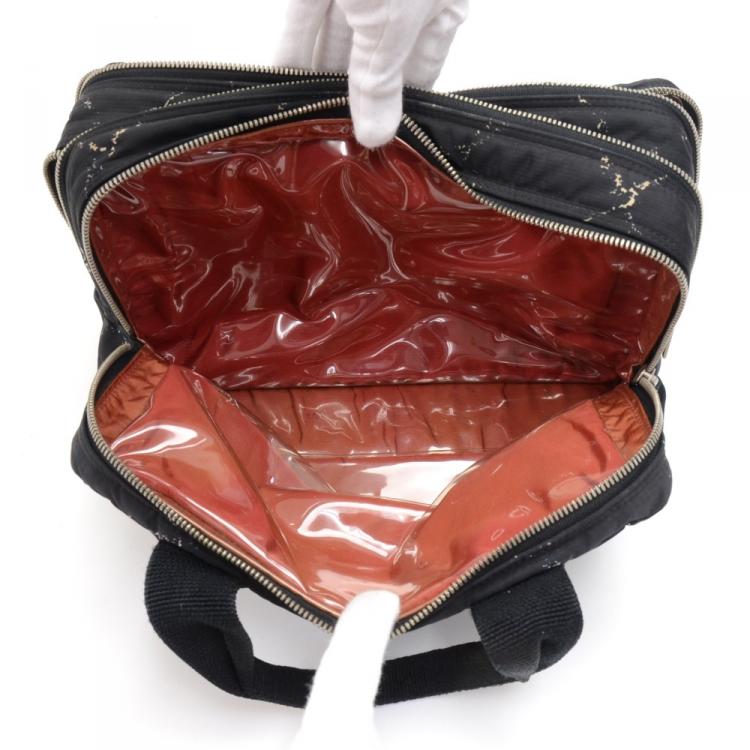 Pre Owned Chanel Black Nylon Travel Line Satchel Bag