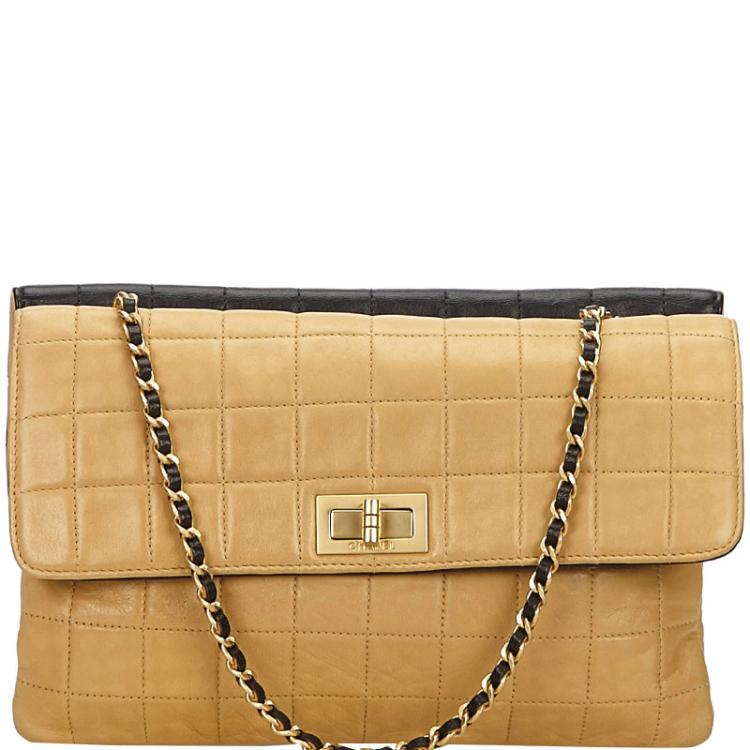 Chanel Quilted Lambskin Leather Tote Beige And Black with Silver Hardware -  Luxury In Reach