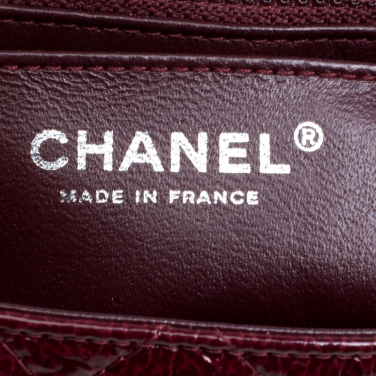 Pre Owned Chanel Burgundy Patent Textured Leather New Mini Classic Single Flap Bag