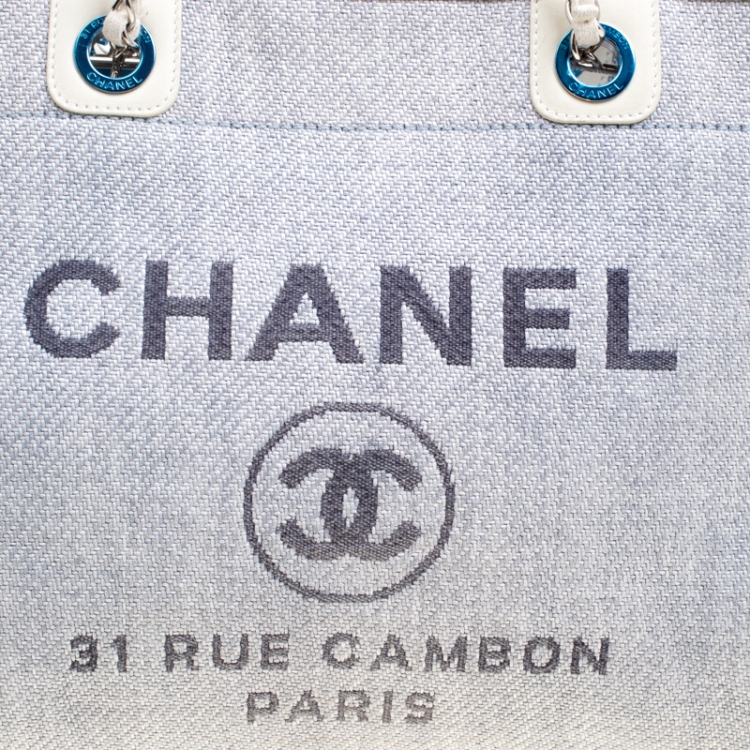 Pre Owned Chanel Grey Woven Straw Raffia Medium Deauville Tote