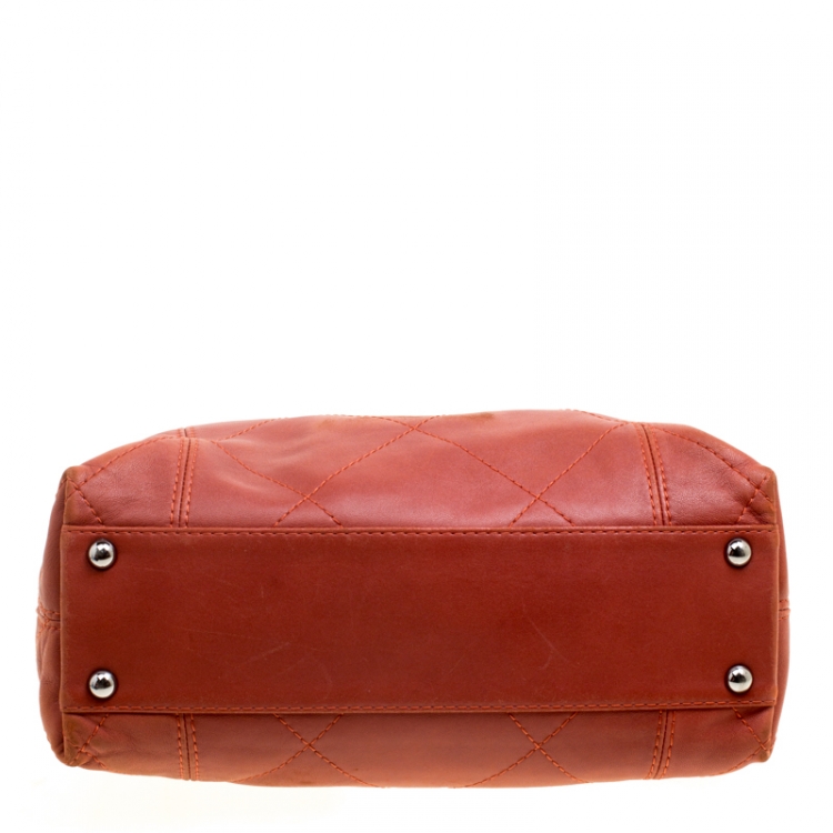 Pre Owned Chanel Brick Red Quilted Leather Shopper Tote 