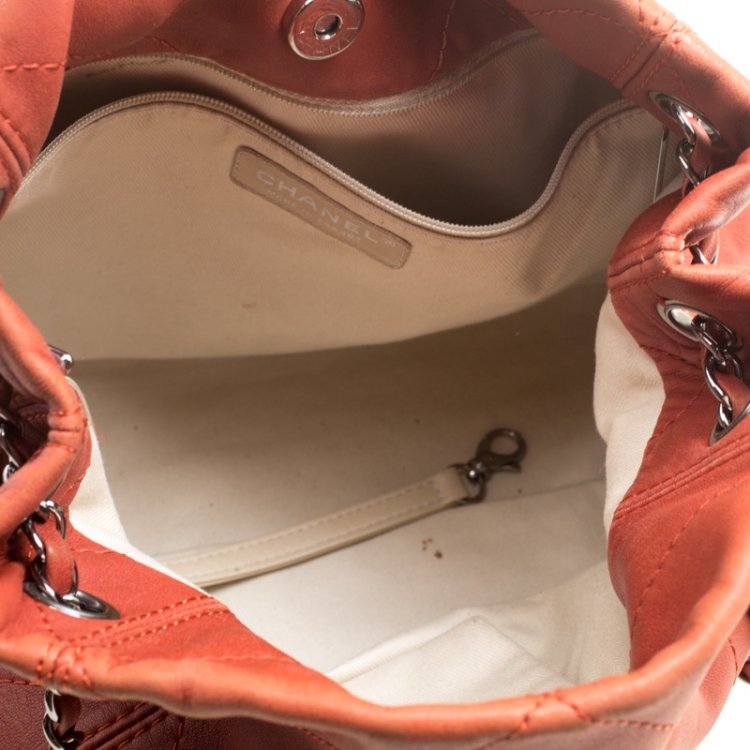 Pre Owned Chanel Brick Red Quilted Leather Shopper Tote 