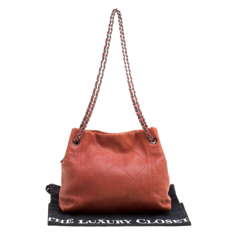 Pre Owned Chanel Brick Red Quilted Leather Shopper Tote 