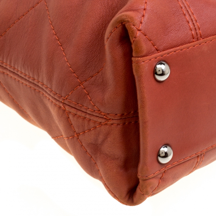 Pre Owned Chanel Brick Red Quilted Leather Shopper Tote 