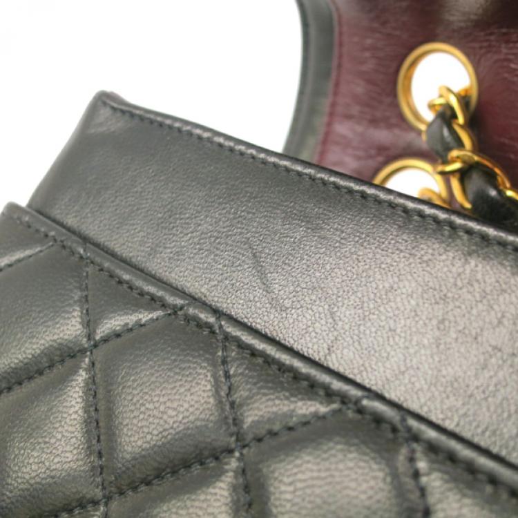 Pre Owned Chanel Vintage Black Lambskin Single Flap Bag Small