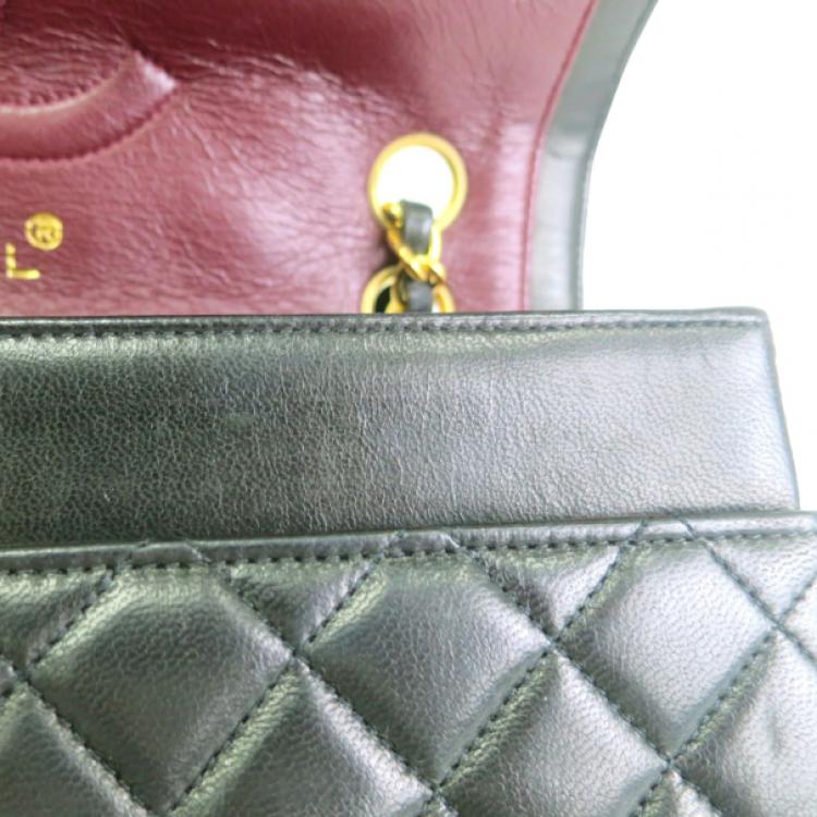 Pre Owned Chanel Vintage Black Lambskin Single Flap Bag Small