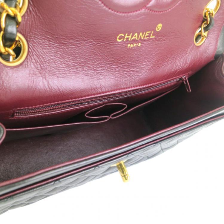 Pre Owned Chanel Vintage Black Lambskin Single Flap Bag Small