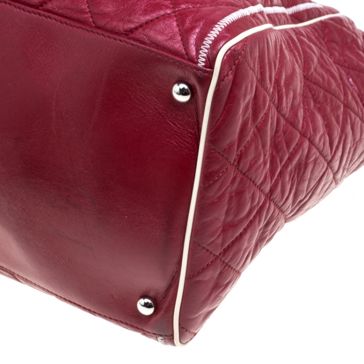Pre Owned Chanel Maroon Quilted Leather Accordion Reissue Shoulder Bag