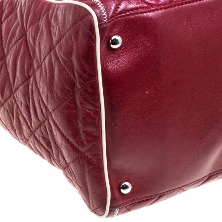 Pre Owned Chanel Maroon Quilted Leather Accordion Reissue Shoulder Bag