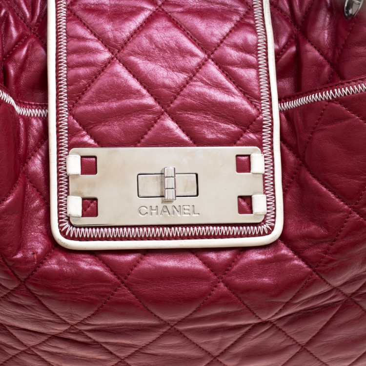 Pre Owned Chanel Maroon Quilted Leather Accordion Reissue Shoulder Bag
