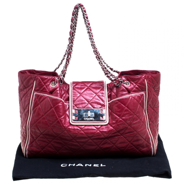 Pre Owned Chanel Maroon Quilted Leather Accordion Reissue Shoulder Bag