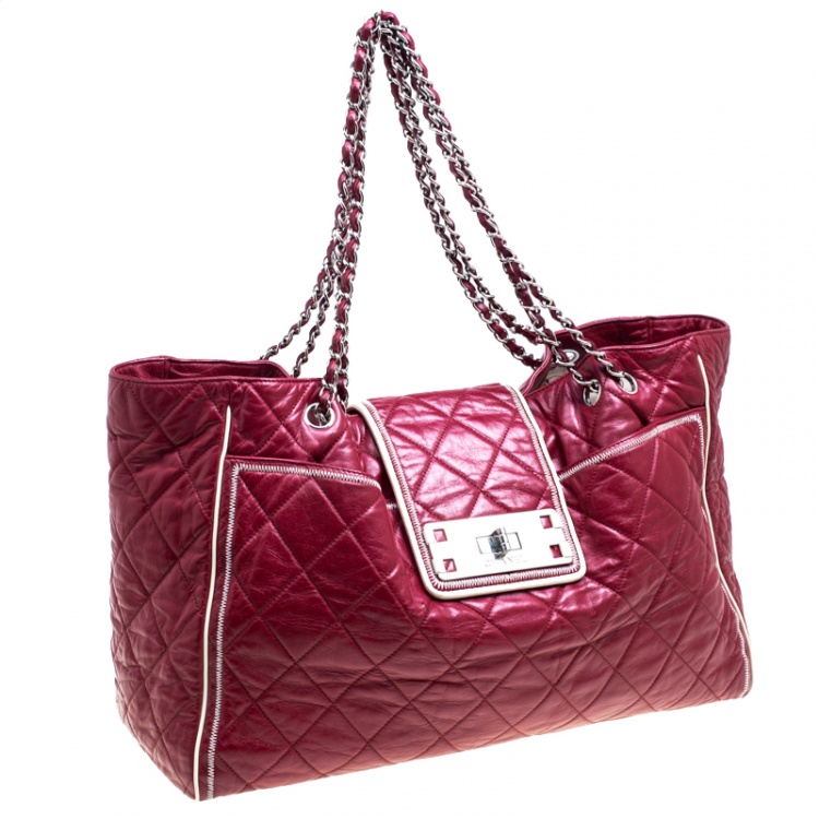 Pre Owned Chanel Maroon Quilted Leather Accordion Reissue Shoulder Bag
