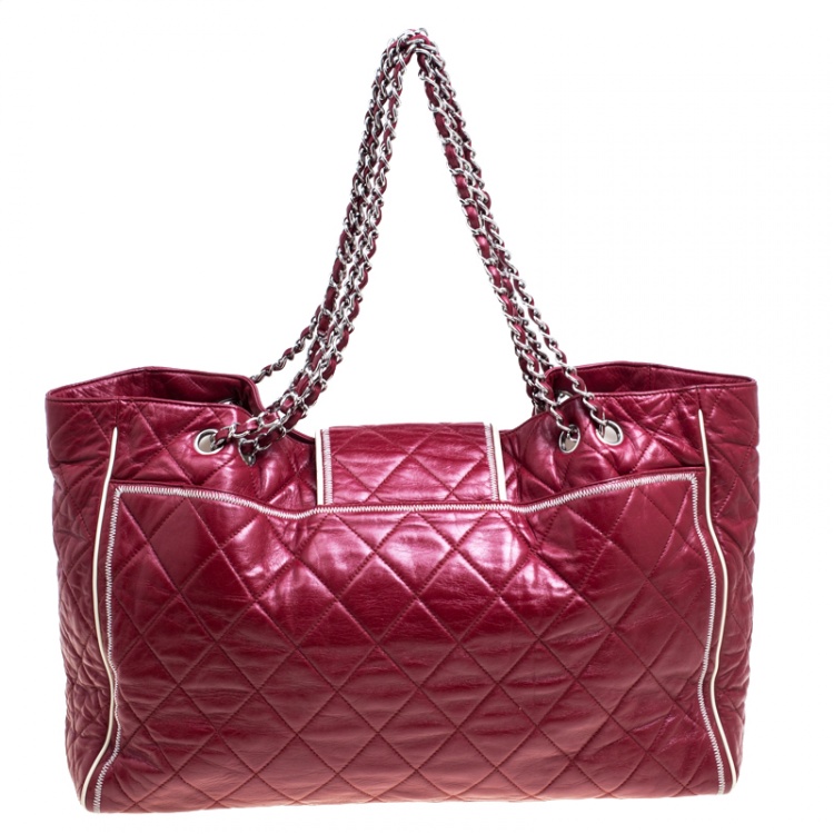 Pre Owned Chanel Maroon Quilted Leather Accordion Reissue Shoulder Bag