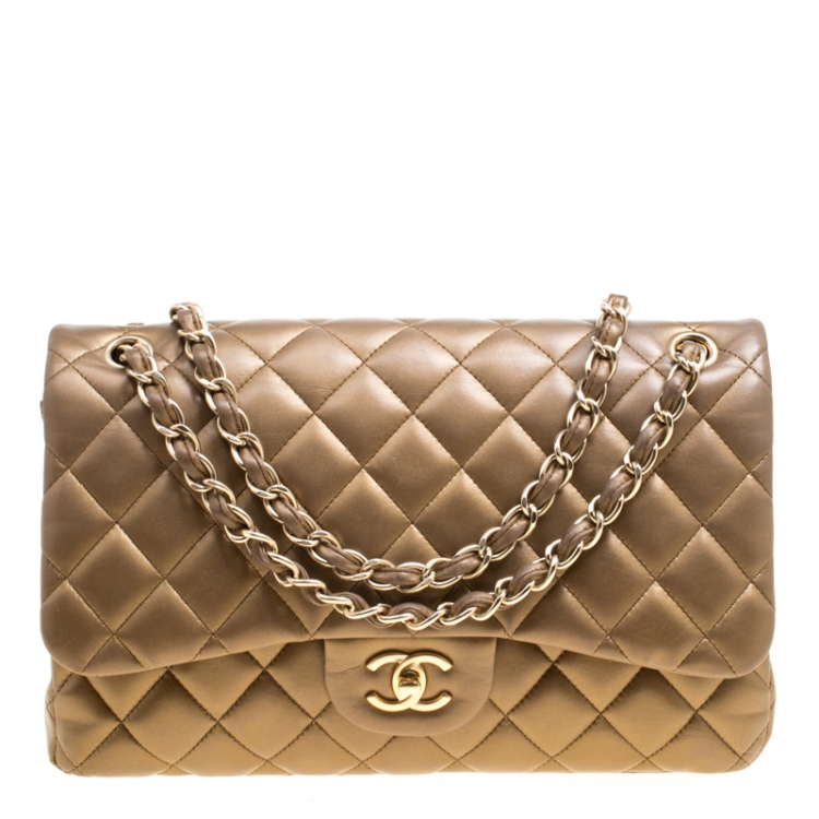 Chanel Silver 2.55 Reissue Quilted Classic Lambskin Leather 227 Jumbo Flap  Bag - Yoogi's Closet
