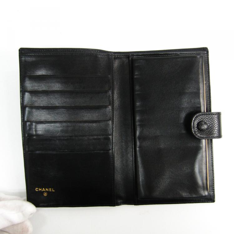 Pre Owned Chanel Black Leather CC Bifold Wallet