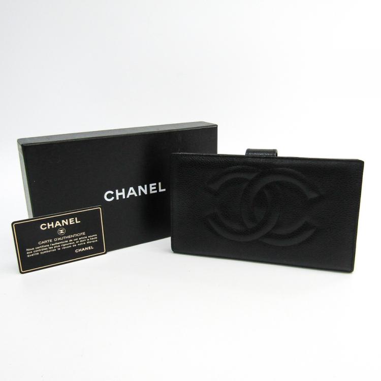 Pre Owned Chanel Black Leather CC Bifold Wallet