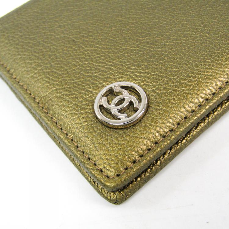 Pre Owned Chanel Bronze Leather Bifold Wallet