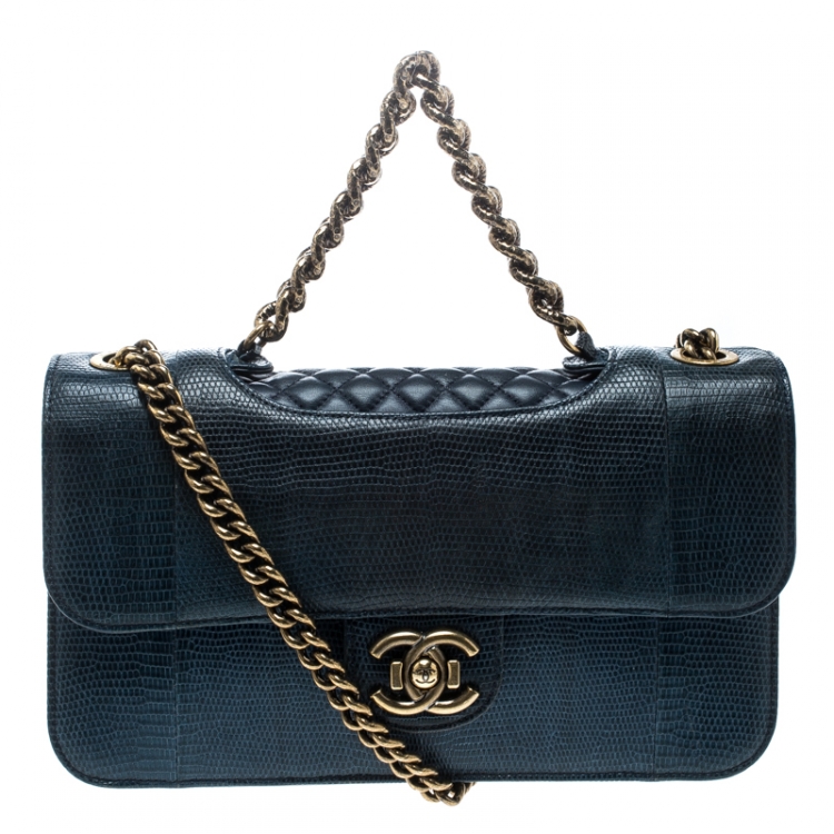 Chanel Blue Lizard Medium Perfect Edge Double Flap Bag Chanel | The Luxury  Closet